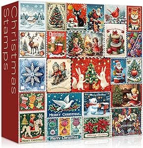 Christmas Puzzles for Adults 1000 Pieces, Vintage Christmas Stamp Puzzle, Xmas Winter Holiday Jigsaw Puzzles Christmas Puzzles, Puzzles For Adults, Christmas Puzzle, Christmas Stamps, Vintage Holiday, Winter Holiday, Winter Holidays, Jigsaw Puzzles, Vintage Christmas