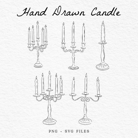 Candelabra Illustration, Candelabra Drawing, Candlestick Drawing, Candles Drawing, Candle Poster, Candle Doodle, Wedding Invitation Logo, Candle Logo Design, Candle Illustration