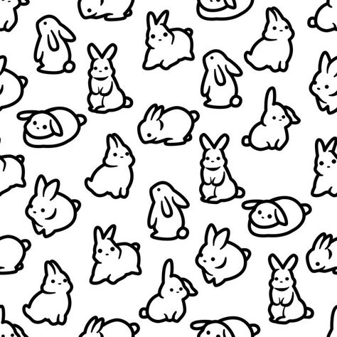 Black And White Seamless Pattern, Black And White Design Graphic, Rabbit Black And White, Rabbit Background, Rabbit Fashion, Rabbit Patterns, Bunny Vector, Black And White Rabbit, Rabbit Graphic