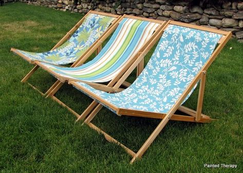 Outdoor Patio Set, Lawn Chairs, Sling Chair, Diy Chair, Deck Chairs, Handmade Furniture, Beach Chairs, Easy Diy Projects, Folding Chair