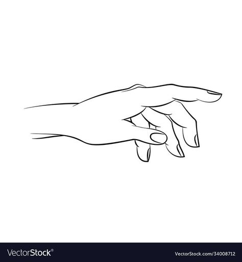 Womens Hands Drawing, Hand Letting Go Drawing, How To Draw A Hand Reaching Out, Women Hands Drawing, Womans Hand Drawing, Hands Outline Drawing, Reaching Hand Drawing, Woman Hands Drawing, Hand Outline Tattoo