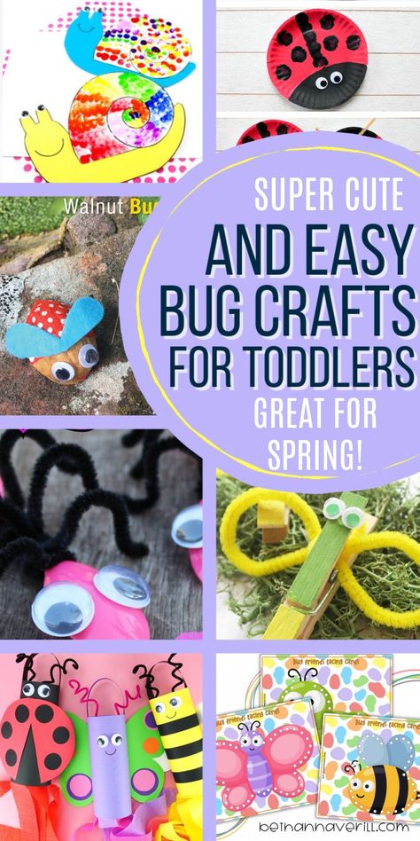 EASY BUG AND INSECT CRAFTS FOR TODDLERS AND PRESCHOOLERS- Bust out the craft supplies in time for spring and these easy bug crafts. Lots of fun and great for little hands. Insect Crafts For Infants, Bug Projects For Toddlers, Easy Bug Crafts For Preschool, Bugs And Insects Preschool Crafts Fun Activities, Bugs And Insects Preschool Crafts Art Projects, Bugs And Insects Toddler Crafts, Bug Themed Activities For Toddlers, Insect Crafts For Toddlers, Bug Crafts For Toddlers