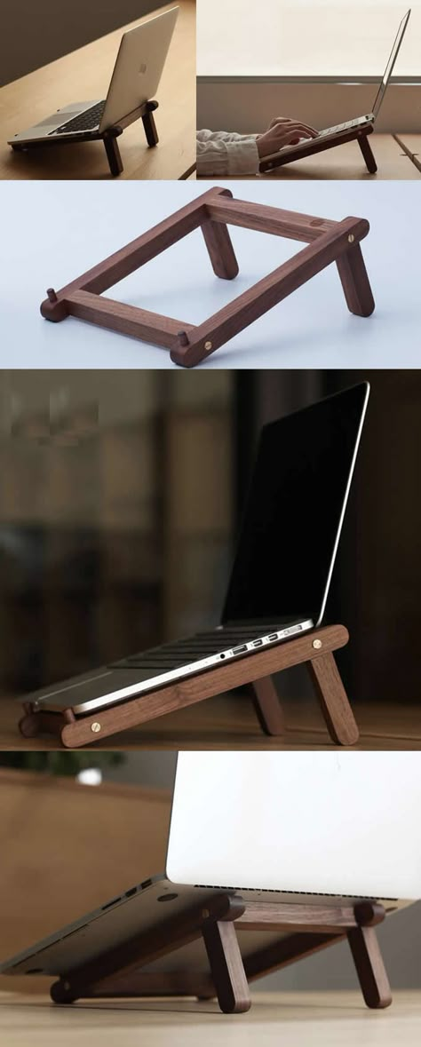 Laptop Desk Diy, Diy Laptop Stand, Meja Laptop, Shelf Riser, Laptop Stand Wood, Wooden Laptop Stand, Laptop Screen Repair, Hantverk Diy, Diy Laptop