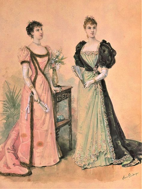 Fashion Plate - La Mode Illustree - 1893 1893 Fashion, 1890s Ball Gown Fashion Plates, 1900 Fashion Plate, 1890s Dress, Fashion History Timeline, 1899 Fashion, 1900 Fashion, Victorian Era Fashion, 1890s Fashion