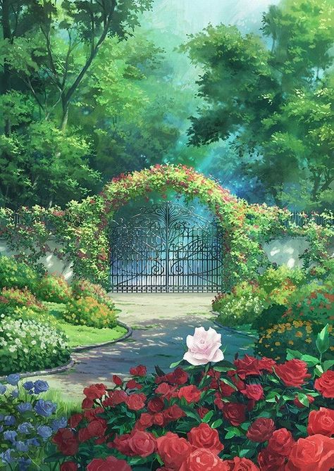 Anime Bg, Anime Illustration, Garden Drawing, Scenery Background, Candy Candy, Fantasy City, Fantasy Castle, Fantasy Places, Fantasy Art Landscapes