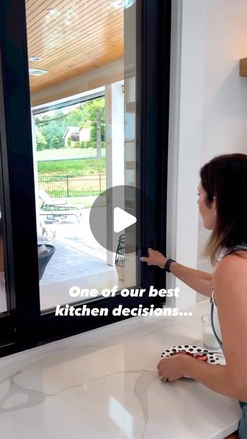 Interior Design & Home Decor on Instagram: "Thoughts @thehousetheparksbuilt  “One of our favorite design decisions…putting this slider window in the kitchen! It opens to our back patio which has been so helpful when kids want a snack while swimming. We put 3 barstools at the bar for convenient eating and hanging out. Would you put this in your kitchen design?  #kitchendesign #kitchen #patiodesign #homedesigns #homedecor #farmhousestyle" Patio Door In Kitchen Layout, Kitchen Bifold Window Bar, Kitchen Window Bar Counter Outside, Pass Thru Window Bar, Kitchen Window Open To Outside Bar, Small Pass Through Window Kitchen, Kitchen Serving Window Ideas, Pass Through Window Kitchen To Outside, Slider Window Designs