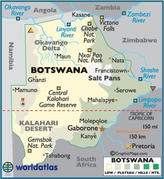 Botswana this weekend!  It has a population of 1.6 million and the capitol city is Gaborone. Travel Botswana, Botswana Map, Botswana Flag, Botswana Travel, African Adventure, God Provides, Tropic Of Capricorn, Chobe National Park, Baby Buddha