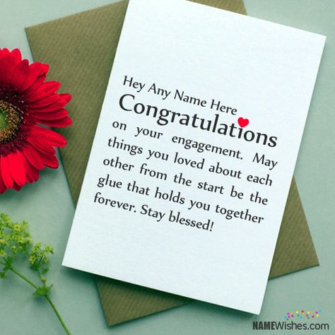 Something awesome to wish your dear ones on their engagement. Here you can write couple names on engagement cards. They will love it. Engagement Cards Messages, Engagement Message, Engagement Cards Handmade, Wedding Wishes Quotes, Engagement Greetings, Wishing Well Wedding, Congratulations Quotes, Engagement Wishes, Message For Sister