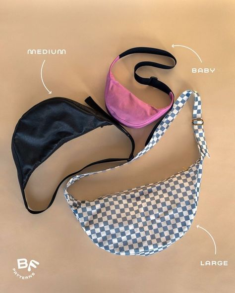 Banana Bag Sewing Pattern, Simple Purse Pattern, Bestie Bag Pattern, Sewing Patterns Bags Free, Cute Bag Sewing Pattern, Crescent Bag Pattern Free, Fun Sewing Patterns, Sewing Easy Projects, Cross Body Bag Tutorial