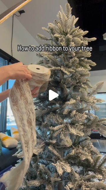 Dani | Christmas | Holiday Decor on Instagram: "Adding ribbon has never been easier! Simple loops may be just what your tree needs🎄 The fun part about using ribbon is that you can use it however you want! This is an easy way for beginners to try. I’ll be sharing different ways to add ribbon within the next few weeks so follow along if you don’t want to miss it!  #christmastree #christmasribbon #ribbon #decoratingchristmastrees #Christmasseason #christmas2024 #Christmas #christmasinjuly" Faux Fur Ribbon On Christmas Tree, Diagonal Ribbon On Christmas Tree, Diy Ribbon For Christmas Tree, Birch Ribbon Christmas Tree, Christmas Tree Ribbon Placement, Ribbon Decorated Christmas Trees, Wired Ribbon On Christmas Tree, How To Put Garland On Christmas Tree, Simple Farmhouse Christmas Tree