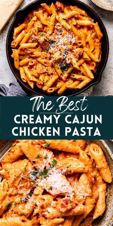 Cajun Chicken Pasta ready in 30 minutes with minimal ingredients. An easy weeknight dinner and a family favorite recipe. Perfect for easy weeknight pasta recipes. Cajun Chicken Pasta No Cream, Meal Prep Pasta, Easy Cajun Chicken Pasta, One Pot Cajun Chicken Pasta, Easy Weeknight Pasta, Cajun Pasta Recipes, Spicy Chicken Pasta, Chilli Pasta, Creamy Cajun Chicken Pasta