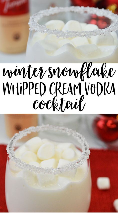 Vodka Whipped Cream Recipe, Whipped Cream Cocktails, Whipped Cream Vodka Cocktails, Marshmallow Vodka Drinks, Fun Winter Alcoholic Drinks, Marshmallow Cocktail Drinks, Whip Cream Vodka Recipes, Whip Cream Vodka Drinks, Cocktails With Whipped Cream Vodka