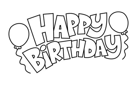 Happy Birthday 手書き, Happy Birthday In Cursive, How To Draw Balloons, Happy Birthday Doodles, Birthday Font, Happy Birthday Font, Happy Birthday Drawings, Birthday Vector, Happy Birthday Coloring Pages