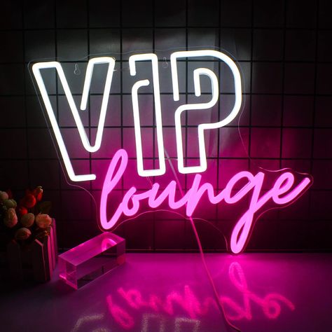 VIP Lounge Neon Sign: The unique design of the VIP Lounge sign creates a fantastic atmosphere for airport, train station, bistro, night clubs, hotel. The neon sign with clear and even light will give your guests an excellent impression. Light For Room, Lounge Sign, Game Room Home, Wall Hanging Lights, Lounge Club, Nightclub Design, Shop Branding, Vip Lounge, Vip Room