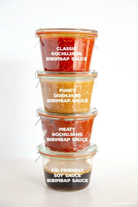 Bibimbap Sauce Not Spicy, Kimbap Dipping Sauce, Kimbap Sauce, Korean Sauce Recipe, Wok Sauce, Bibimbap Sauce, Korean Bibimbap, Bibimbap Recipe, Sauce Container