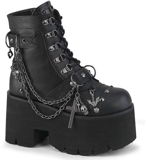 Cute Demonia Shoes, Gothic Platform Boots, Emo Boots, Black Lace Pumps, Goth Platforms, Boots Goth, Goth Outfit Ideas, Demonia Boots, Goth Boots