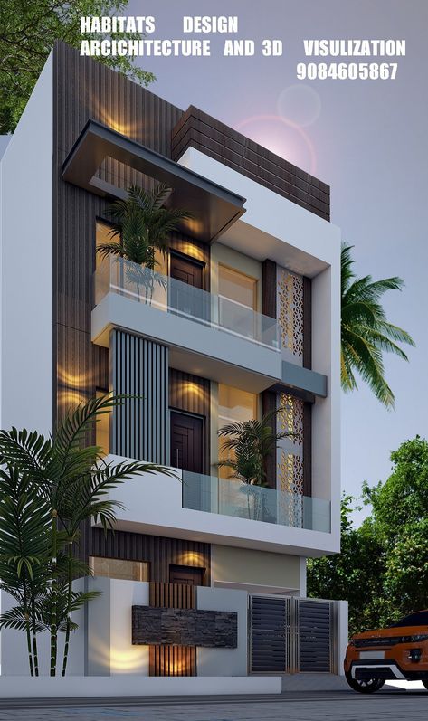 Elevation For G+2, G 3 Elevation Design, G 2 Front Elevation Design Modern, G+2 Elevation Design Indian, G 3 Front Elevation Design Modern, Front Elevation Designs G+2, G 2 Elevation Design, House Exterior Front Porch, Door House Design