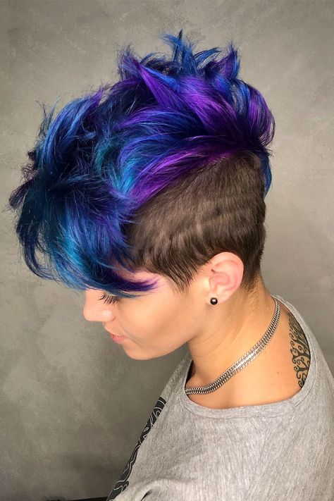 Cornrows Ideas, Galaxy Hair Color, Blue And Purple Hair, Pixie Hair Color, Purple Hair Color Ideas, Women Cornrows, Blue Purple Hair, Blue And Pink Hair, Purple Hair Color