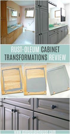 Rust-Oleum Cabinet Transformstions Review with Before and After Photos. The EASY Way to Repaint Melamine or Wood Cabinets, with NO SANDING! See How I Used the Rust-Oleum Cabinet Transformations Kit to Upgrade My Bathroom and Read About How Well it Held Up. #bathroommakeover #paintedcabinets How To Refinish Cabinets, Refinish Cabinets, Rustoleum Cabinet Transformation, Kitchen Cabinet Makeover, Paint Cabinets, Cabinet Transformations, Diy Home Decor For Apartments, Craft Spaces, Diy Bathroom Makeover