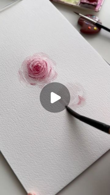 How To Watercolor Roses Video Tutorials, Watercolor Flower Drawings, Floral Water Colour Painting, Watercolor Art Rose, Watercolour Roses Easy, Flower Paintings Watercolor, Flower Art Drawing Beautiful, Watercolor Flowers Paintings Tutorials, Painting Roses Easy