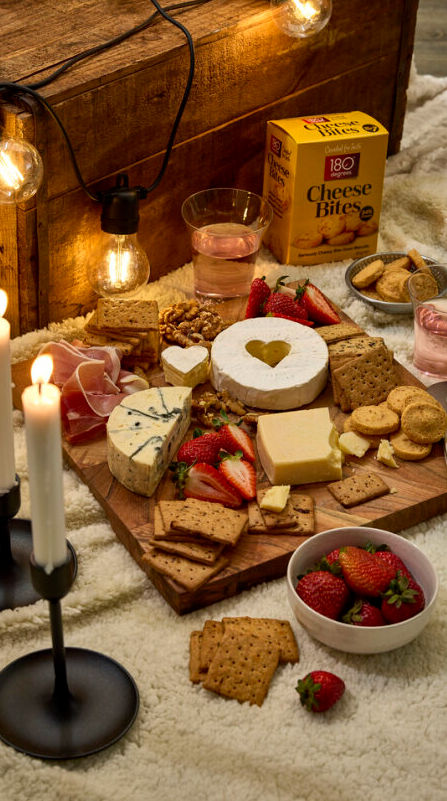 Heart-shaped cheese + prosciutto + 180degrees Cheese Bites = Our favourite date night 💖 #datenight #dateideas #romantic #romanticcheeseplatter #cheeseplatter #cheeseboard #charcuterieboard #lovecheese #winterdate Cheese Board Date Night, Date Night Cheese Board For Two, Cheese Board For Two, Winter Date Night, Cheese Platter, Cheese Bites, Cheese Boards, Cheese Platters, Body Skin Care Routine