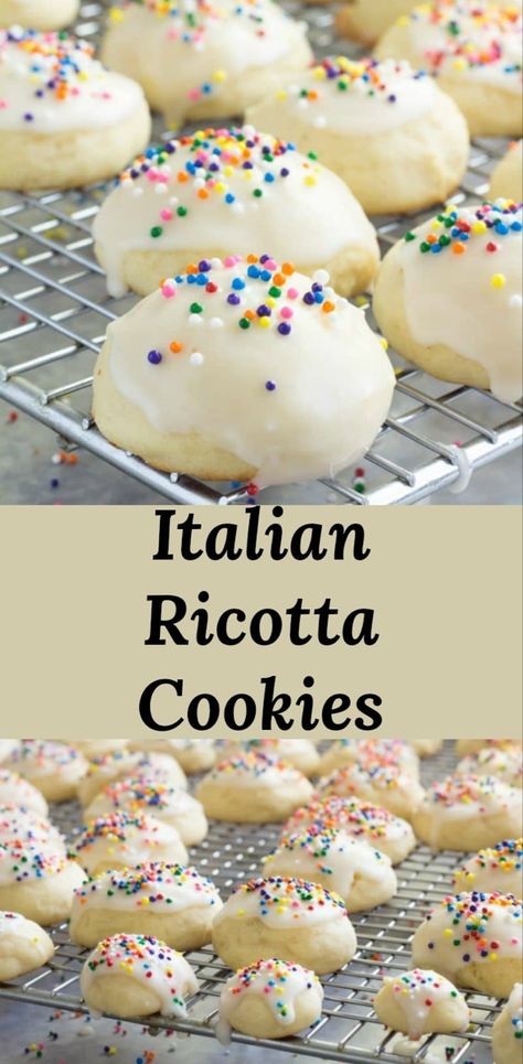 Lemon Ricotta Christmas Cookies, Ricotta Cookies With Lemon Glaze, Italian Ricotta Cookies Christmas, Christmas Ricotta Cookies, Best Ricotta Cookies, Ricotta Cookies Italian, Almond Ricotta Cookies, Classic Italian Cookies, Italian Ricotta Cookies Recipe