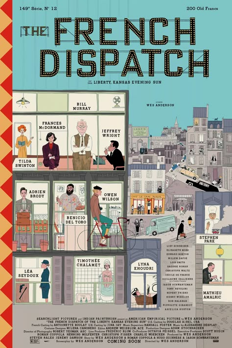 The French Dispatch Poster, French Dispatch Poster, Wes Anderson Movie, Tony Revolori, Wes Anderson Aesthetic, The French Dispatch, French Dispatch, Rupert Friend, Vicky Cristina Barcelona