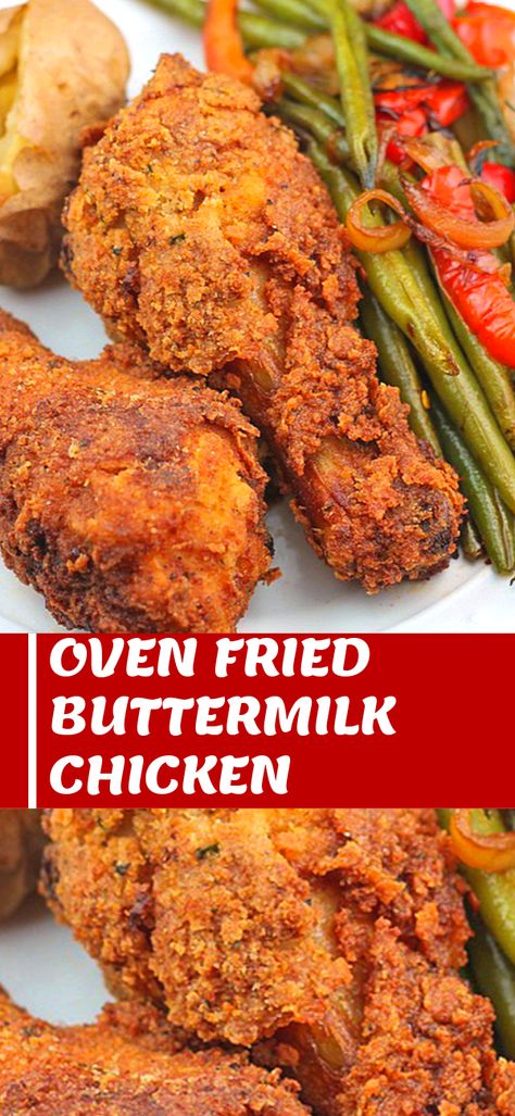 Chicken Buttermilk, Buttermilk Oven Fried Chicken, Oven Fried Chicken Recipes, Baked Fried Chicken, Buttermilk Chicken, Drumstick Recipes, Buttermilk Fried Chicken, Oven Fried, Oven Fried Chicken