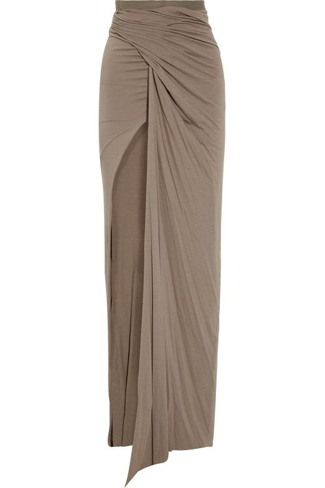 Jersey Dress #newdress #alice257891 #summer #JerseyDress #Jersey #Dresses #outfitideas www.2dayslook.com Asymmetrical Maxi Skirt, Long Brown Skirt, Brown Maxi Skirts, Long Wrap Skirt, Rick Owens Lilies, Mode Zara, Wrap Around Skirt, Brown Skirts, Long Maxi Skirts