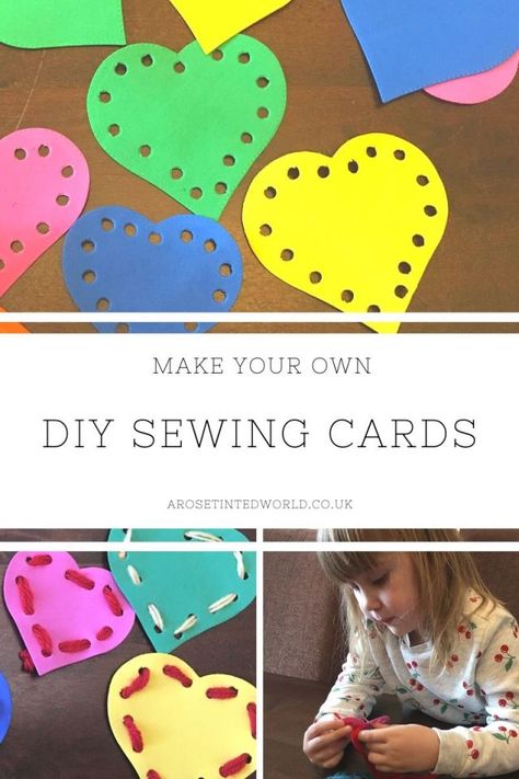 Make Your Own DIY Sewing Cards - this easy project makes some great sewing cards for beginners just learning to sew. Teach your child basic stitches, and help fine motor skills and coordination. #sewing #childrenscrafts #childrenscraft #sewinghobby #sew #childrenshobbies #sewing tutorials #sewingprojects #sewingprojectsforbeginners #sewingforbeginners #craftideas #craftproject Sewing Activities, Confetti Cards, Hand Sewing Projects, Sewing Cards, Beginner Sewing Projects Easy, Sewing Projects For Kids, Childrens Crafts, Sewing Projects For Beginners, Easy Sewing Projects