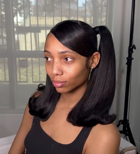 Swoop Pigtails, Barbie Ponytail, Silk Press Natural Hair, Weave Ponytail Hairstyles, Sleek Ponytail Hairstyles, Y2k Hairstyles, Beautiful Black Hair, Cute Box Braids Hairstyles, Quick Braided Hairstyles