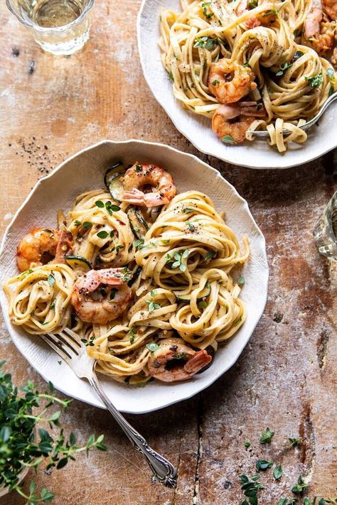 Garden Herb Shrimp Scampi Linguine | halfbakedharvest.com #pasta #shrimp #easyrecipes #summerrecipes Broccoli Entree, Light Shrimp Pasta Recipes, Shrimp Scampi Linguine, Pasta Shrimp, Half Baked Harvest Recipes, Seafood Shrimp, Shrimp Dinner, Pasta Fatta In Casa, Harvest Recipes