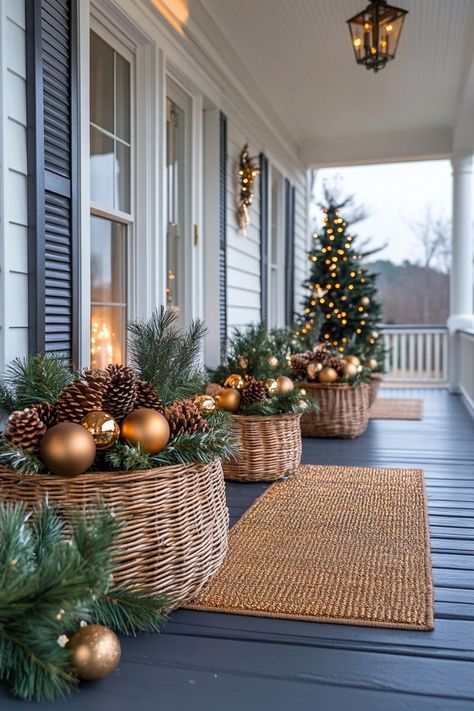 Christmas Coffee Table Decor, Christmas Front Porch, Christmas Porch Decor, Front Porch Christmas Decor, Christmas Porch, Country Christmas, Christmas Deco, Holiday Decor Christmas, Outdoor Christmas Decorations