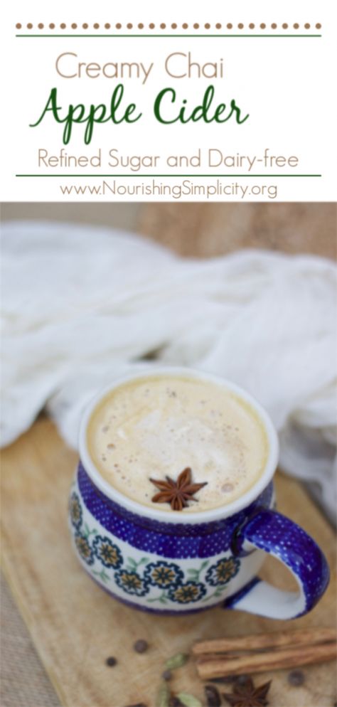 Chai Apple Cider, Apple Cider Chai, Creamy Apple Cider, Comfort Drinks, Apple Chai, Touch Of Spice, Coconut Ginger, Chai Recipe, Cozy Drinks