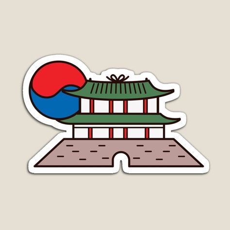 Korean Logo Design Ideas, Korean Decoration Traditional, Korean Symbols, Korea Stickers, South Korean Flag, South Korea Flag, Korea Flag, Seni Korea, Korean Illustration