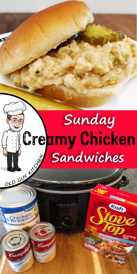 Creamy Chicken Sandwiches, Chicken Sandwich Filling, Sandwich Recipes Dinner, Shredded Chicken Sandwiches, Hot Chicken Sandwiches, Slow Cooker Creamy Chicken, Can Chicken Recipes, For Dinner, Chicken Sandwich Recipes