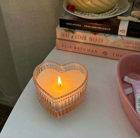 Candle Obsession, Heart Candle, Cute Candles, Candle Aesthetic, Cozy Room, Room Aesthetic, Dream Bedroom, Bedroom Inspo, My New Room