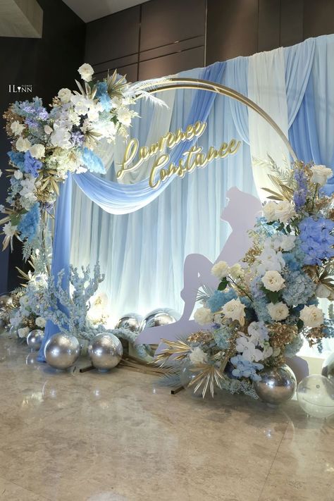 Silver Quince Decorations, 15 Party Ideas Quinceanera, Sweet 16 Cinderella Theme, Quinceanera Winter Wonderland, Blue Quinceanera Theme, Baby Blue Quinceanera, Light Blue Quince, Cinderella Quinceanera Themes, Cinderella Sweet 16