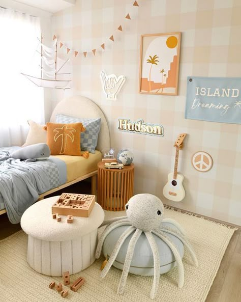 Neutral Beach Decor Interiors, Coastal Beach Nursery, Beach Themed Playroom, Surf Themed Bedroom, Ocean Theme Toddler Room, Beachy Kids Room, Beachy Playroom, Kids Beach Theme Bedroom, Beach Theme Kids Bedroom