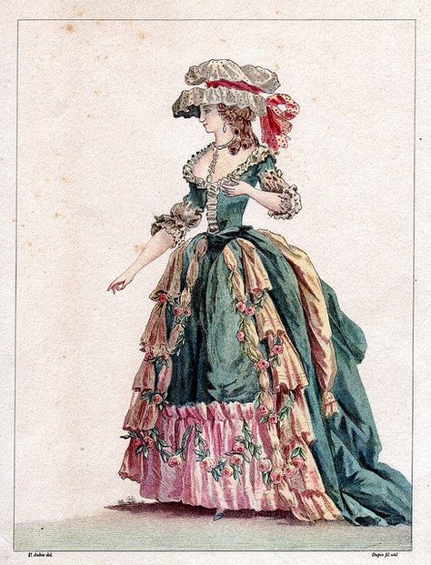 eighteenth century fashion/images | 18th century fashion plate 14 | Flickr - Photo Sharing! Vintage Dresses 1800, 1780s Fashion, 1700 Fashion, Costume Carnaval, 18th Century Dress, Rococo Fashion, 18th Century Costume, 18th Century Clothing, 18th Century Fashion