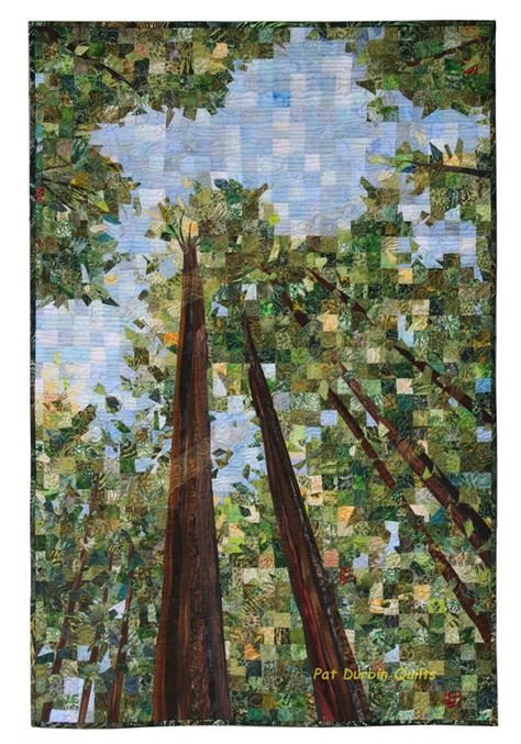 Nature Scenes Archives - Pat Durbin Quilts With Mountains And Trees, Nature Quilts Ideas, Nature Quilt Patterns, Quilted Mountains, Tree Collage Art, Art Quilts Inspiration, Trees Quilt, Mosaic Quilt, Mountain Quilt