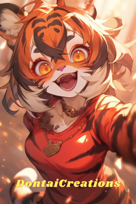 Tiger Girl, Eye Tricks, Tiger Artwork, Orange Tiger, Oc Manga, Cute Tiger, Taking A Selfie, Cute Tigers, Cute Pokemon Wallpaper