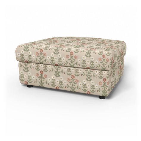 This cover only fits the IKEA Vimle footstool with storage that has removable fabric covers with velcro fasteners.  It includes 2 pieces: 1 base cover (attached with velcro) and 1 foot/seat cushion (non-reversible, attached with velcro).  The IKEA Vimle series is sectional/modular so the various sections of the seating series can be connected together in different combinations or used separately as standalone pieces. The IKEA Vimle footstool can be either used as a standalone unit in front of th Vimle Sofa, Footstool With Storage, Ikea Vimle, Storage Footstool, Green Theme, Ikea Furniture, Scandi Style, Fabric Width, Seat Cushion