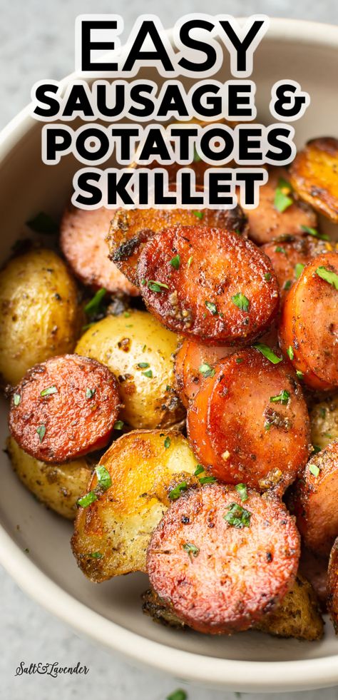 Sausage Potatoes Skillet, Sausage Broccoli Potato Skillet, Turkey Sausage And Potatoes Recipes, Sausage Potatoes And Green Beans Skillet, Diner Ideas With Sausage, Sausage Potato Skillet Recipes, Sausage Potato Skillet Dinners, Sausage With Potatoes Recipes, Sausage Chicken Potato Recipes