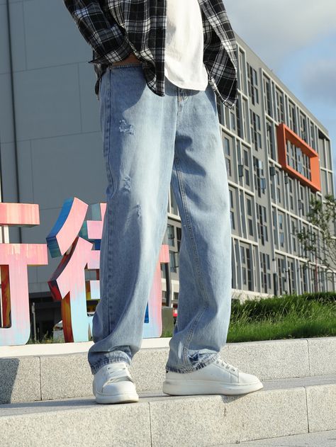 Mens Wide Leg Jeans Outfit, Men Jeans Pants Outfit, Wide Denim Pants Outfit Men, Mens Denim Jeans Outfit, Men Straight Leg Jeans Outfit, Medium Wash Jeans Outfit Men, Men Wide Leg Jeans, Men’s Blue Jeans Outfit, Men Straight Jeans