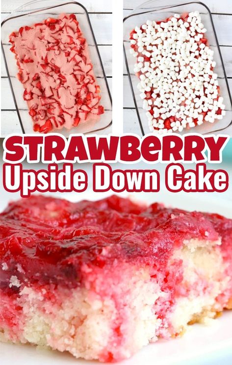 Strawberry Upside Down Cake, Homemade Cake Mixes, Fresh Strawberry Recipes, Cake Mix Desserts, Strawberry Cake Mix, Strawberry Dessert Recipes, Strawberry Dessert, Strawberry Cake Recipes, Kitchen Fun