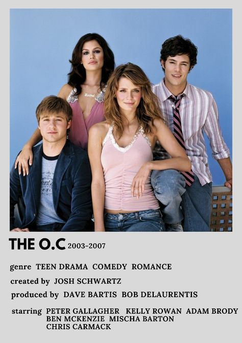 Tv Show Minimalist/Alternative Poster The Oc Tv Show Poster, The Oc Poster, The Oc Tv Show, Chris Carmack, 2000s Men, Peter Gallagher, Ben Mckenzie, Adam Brody, Mischa Barton