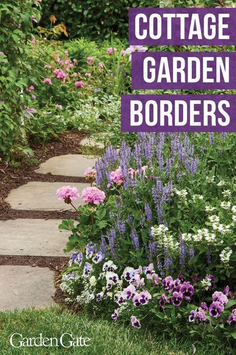 Learn Heather Thomas' secrets to creating swoon-worthy cottage garden borders packed with colorful flowers all season. Landscape Boarders, Wildlife Garden Design, Cape Cottage, Heather Gardens, Hardscape Backyard, Cottage Garden Borders, Flower Garden Layouts, Flower Borders, Container Garden Design