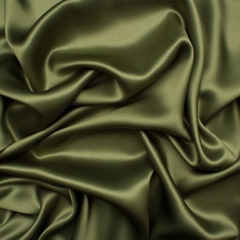 Mid Olive Green Silk Satin | Joel & Son Fabrics Satin Colors, Charmeuse Fabric, Fav Color, Silk Wallpaper, Silk Satin Fabric, Club Color, Mood Fabrics, Classy Aesthetic, Satin Color