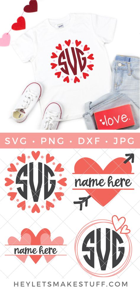 Use these Valentine's Day Heart Monogram SVG files to design the perfect personalized project for the special ones in your life. These monograms are the perfect way to customize t-shirts, drinkware, keychains and more. Heart Monogram, Monogram Hearts, Cricut Svgs, Valentine Day Boxes, Circuit Ideas, Free Monogram, Staff Gifts, Free Cricut, Monogram Stickers